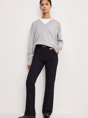 Good American Black High-Rise Soft Stretch Ponte Straight Trousers 27/4